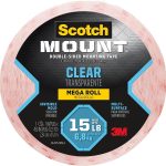 3M Double Sided Tape, Clear Mounting Tape, 1 Roll Adhesive Tape, 1 in x 450 in Wall Tape